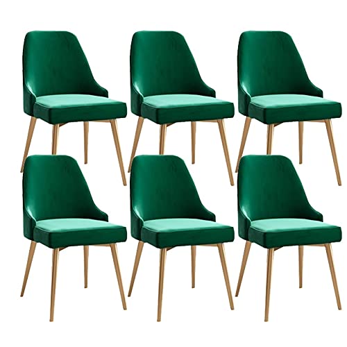 Meedlopia Moderne Küchen-/Esszimmerstühle, 6er-Set, Wohnzimmer, mit Metallbeinen, Sitzfläche und Rückenlehne aus Samt, Mid-Century-Seitenstühle (Dunkelgrün) von Meedlopia