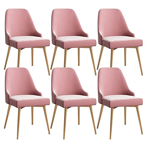 Meedlopia Moderne Küchen-/Esszimmerstühle, 6er-Set, Wohnzimmer, mit Metallbeinen, Sitzfläche und Rückenlehne aus Samt, Mid-Century-Seitenstühle (Pink) von Meedlopia