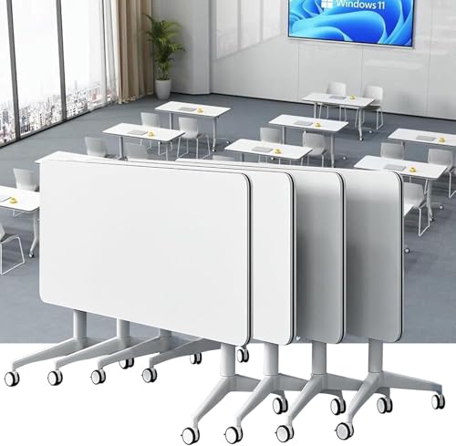 Meedlopia Moderner, zusammenklappbarer mobiler Konferenztisch mit leisen Lenkrollen, rechteckiger Schreibtisch für Bürobesprechungen und Schulungen von Meedlopia