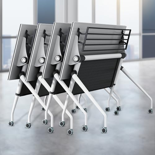 Meedlopia Moderner Konferenzraumtisch, zusammenklappbarer mobiler Büro-Schulungstisch mit Lenkrollen für Schulungstreffen im Büro (2er-Pack, 139,9 cm) von Meedlopia