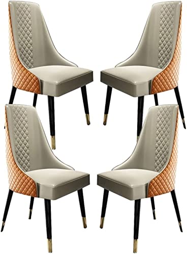 Meedlopia Modernes Esszimmerstuhl-Set für die Küche aus PU-Leder, 4er-Set, Beine Massivholz, Akzent-Wohnzimmer-Loungesessel (Orange) von Meedlopia