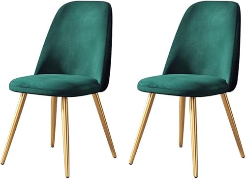 Meedlopia Modernes Esszimmerstuhl-Set mit 2 Metallbeinen, Flanell-Küchenstühle, Wohnzimmer-Lounge-Thekenstühle (grün) von Meedlopia