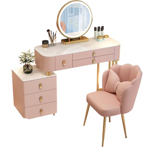 Meedlopia Schminktisch mit Beleuchtung, Vanity Set with 6 Drawers & 3-Color LED Mirror, Luxury Dressing Table with Adjustable Cabinet and Chair for Bedroom Women, Girls Meedlopia Schminktisch mit Beleuchtung, Vanity Set with 6 Drawers & 3-Color LED Mirror, Luxury Dressing Table with Adjustable Cabinet and Chair for Bedroom Women, Girls von Meedlopia