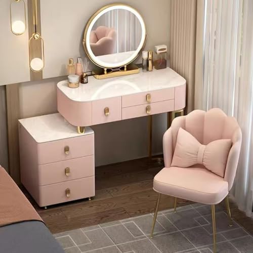 Meedlopia Vanity Desk Set, Vanity Table with LED Mirror and Lights, Schminktisch mit Beleuchtung, Dressing Table with Storage Drawers and Stool, Home Bedroom Studio Dressing Table for Girls & Women von Meedlopia