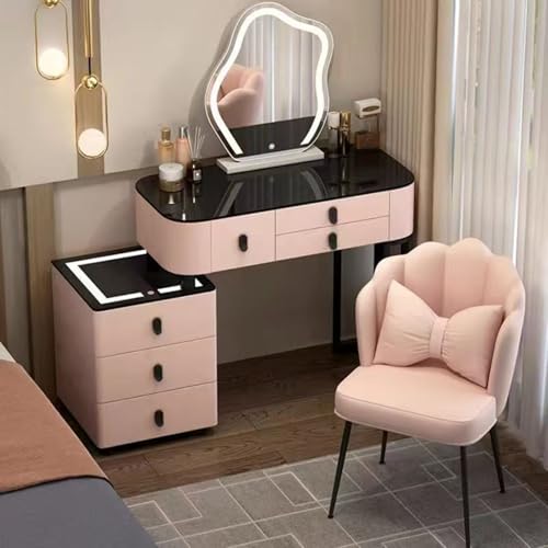 Meedlopia Vanity Desk Set, Vanity Table with LED Mirror and Lights, Schminktisch mit Beleuchtung, Dressing Table with Storage Drawers and Stool, Home Bedroom Studio Dressing Table for Girls & Women von Meedlopia