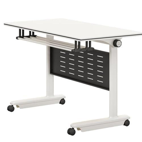 Meedlopia Weißer Konferenztisch, Klapptische 8 Fuß, Schreibtisch für Zimmer, Büro, Sitzungssaal mit leisen Eisenrädern das Klassenzimmer (1 Stück, 160 cm) von Meedlopia