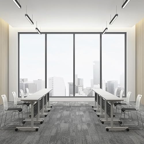Meedlopia Weißer Konferenztisch, Klapptische 8 Fuß, moderner Konferenzraumtisch, Büro-Sitzungssaal-Schreibtisch mit leisen Eisenrädern für Büro-Konferenzraum-Klassenzimmer von Meedlopia
