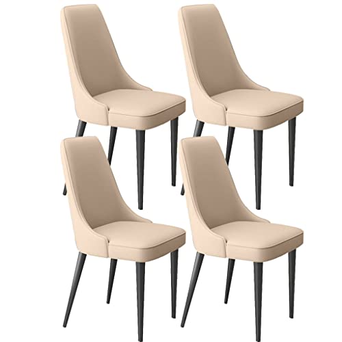 Moderne Esszimmerstühle für die Küche mit Latexpolster, 4er-Set, Wohnzimmerseite weichem Mikrofaserleder und Metallbeinen, Küchenstühle (Beige) von Meedlopia