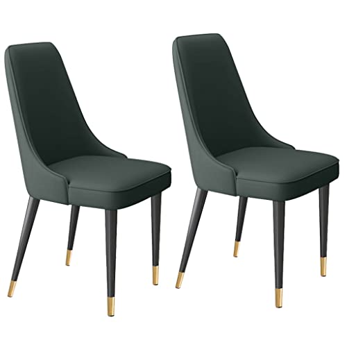 Moderne Küchen-/Wohnzimmer-Seitenstühle, 2er-Set mit weichem Mikrofaserleder und Metallbeinen, Latexpolster, Esszimmerstühle (Dunkelgrün) von Meedlopia