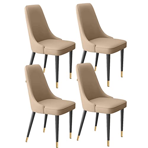 Moderne Küchen-/Wohnzimmer-Seitenstühle, 4er-Set mit weichem Mikrofaserleder und Metallbeinen, Latexpolster, Esszimmerstühle (Khaki) von Meedlopia
