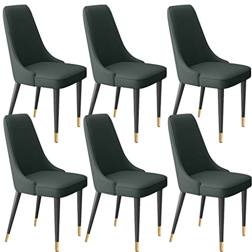 Moderne Küchen-/Wohnzimmer-Seitenstühle, 6er-Set, mit weichem Mikrofaserleder und Metallbeinen, Latexpolster, Esszimmerstühle (Dunkelgrün) von Meedlopia