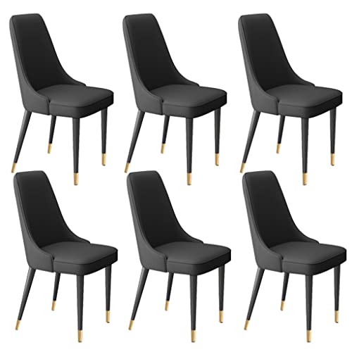 Moderne Küchen-/Wohnzimmer-Seitenstühle, 6er-Set, mit weichem Mikrofaserleder und Metallbeinen, Latexpolster, Esszimmerstühle (schwarz) von Meedlopia