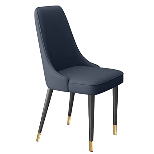 Moderne Küchen-/Wohnzimmer-Seitenstühle mit weichem Mikrofaserleder und Metallbeinen, Latexpolster, Esszimmerstühle (Dunkelblau) von Meedlopia