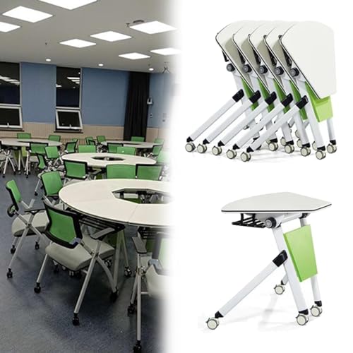 Moderner, klappbarer Konferenztisch, 180 cm, Holz, Büro-Computertisch, Orange, Seminar, platzsparend, modularer Sitzungssaal für frei kombinierbare Meetings von Meedlopia