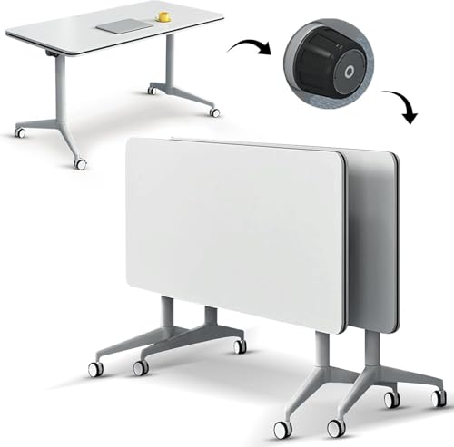 Moderner Konferenztisch für Führungskräfte mit Metallrahmen und leisen Lenkrollen, großer Klappschreibtisch Büroseminare Schulungen von Meedlopia