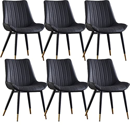 Modernes, wasserdichtes PU-Lederstuhl-Set mit 6 Metallbeinen, weich gepolsterter Sitz für ESS- und Wohnzimmer, Arbeitszimmer, Loungesessel (schwarz) von Meedlopia