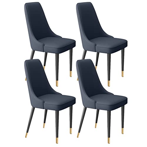 Modernes Beistellstuhl-Set für Küche und Wohnzimmer, 4er-Set mit weichem Mikrofaserleder Metallbeinen, Latexpolster, Esszimmerstühle (Dunkelblau) von Meedlopia