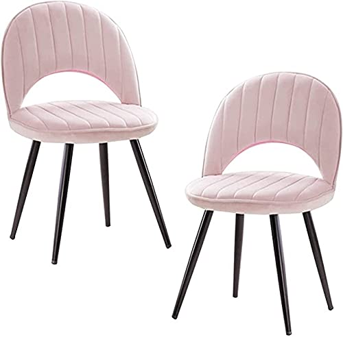 Modernes Esszimmerstuhl-Set aus Samt, 2er-Set, Metallbeine, Lounge-Thekenstühle, Sitz- und Rückenlehnen, Wohnzimmer-Seite (Farbe: Rosa) von Meedlopia