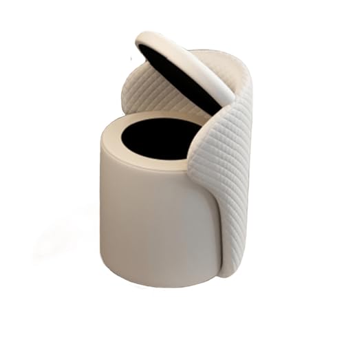 Runder Sitzhocker, Sitzhocker mit Stauraum, Hocker Schminktisch, Polsterhocker, Schminkhocker, Fußhocker Falthocker Sitzwürfel Aufbewahrungshocker, für Wohnzimmer Schlafzimmer 45 x 38 x 62 cm von Meedlopia