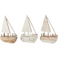 Segelboot Holz Albasia Dekorativ Weiß/Naturell von Meehrblicker