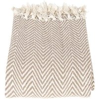 Wohndecke Creme Beige Baumwolle Mit Fischgrät Muster von Meehrblicker