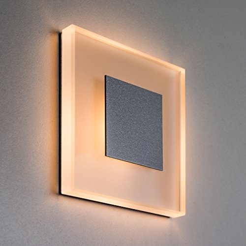 LED Treppenbeleuchtung Premium SunLED Large Warmweiß 230V 1W Echtes Glas Treppenlicht mit Unterputzdose Treppen-Stufen-Beleuchtung Wandeinbauleuchte (ALU: Silbergrau; LICHT: Warmweiß, 1 Stück) von meerkatsysteme