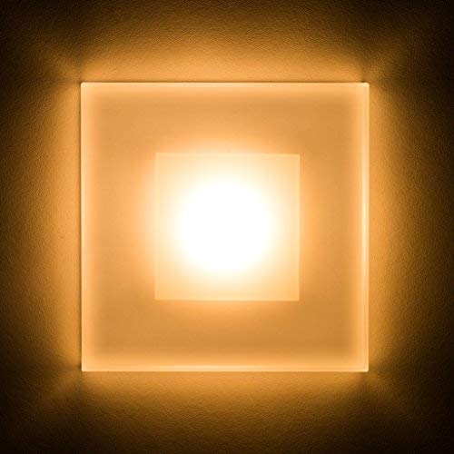 meerkatsysteme 10er SET LED Treppenbeleuchtung Premium SunLED Max 230V 3W Warmweiß Glas Hochwertig Treppenlicht mit Unterputzdose Treppen-Stufen-Beleuchtung Wandeinbauleuchte von meerkatsysteme