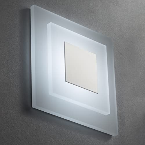 5er SET LED Treppenbeleuchtung Premium SunLED Pyramid 230V 1W Echtes Glas Treppenlicht mit Unterputzdose Treppen-Stufen-Beleuchtung Wandeinbauleuchte (Kaltweiß, Alu: Weiß) von meerkatsysteme