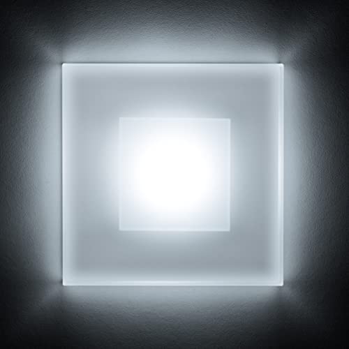 MeerkatSysteme SunLED VEILLET - LED Treppenbeleuchtung 230V 3W Echtes Glas Treppenlicht mit Unterputzdose Stuffenlicht Wandeinbauleuchte (Kaltweiß, 1 Stück) von meerkatsysteme