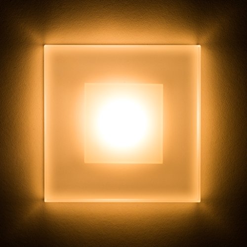 MeerkatSysteme SunLED VEILLET - LED Treppenbeleuchtung 230V 3W Echtes Glas Treppenlicht mit Unterputzdose Stuffenlicht Wandeinbauleuchte (Warmweiß, 1 Stück) von meerkatsysteme