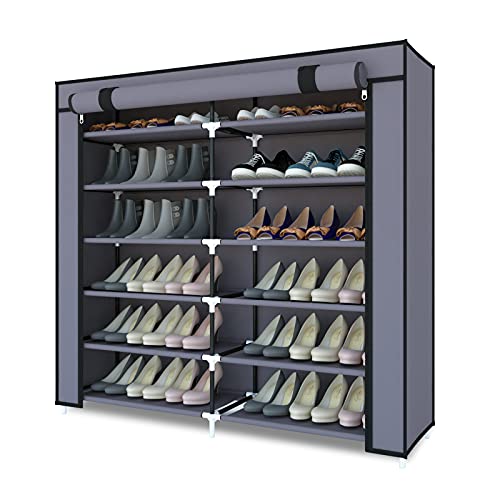 Mondeer 7 Schicht Schuhschrank Schuhablage Schuhregal Staubdichtes Stoffregal für ca. 36 Paar Schuhe, 110cm*115cm*30cm, Schuhständer mit Schutzhülle, für Wohnzimmer, Schlafzimmer, Flur, Grau von Mondeer