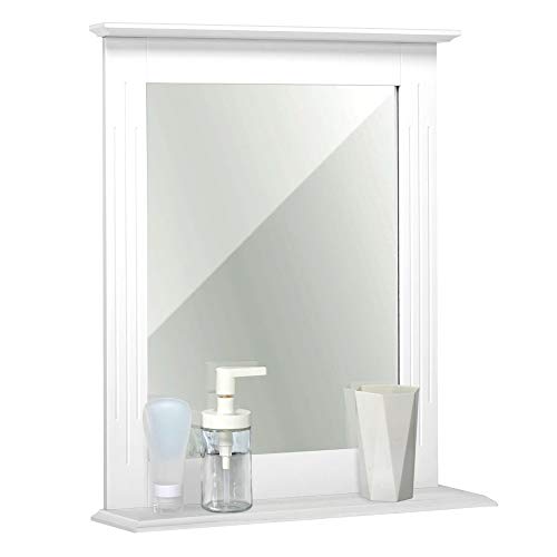 Mondeer Badspiegel Badezimmer Wandspiegel mit Ablage 46x12x55cm Weiß MDF WC Spiegel Verwendet für Badezimmer Korridor Veranda von Mondeer