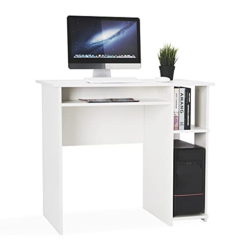 Meerveil Computer-Schreibtisch, Schreibtisch mit Aufbewahrungsfach, Kabelmanagement für das Büro Studium, 85 x 45 x 75 cm, Weiß von Meerveil