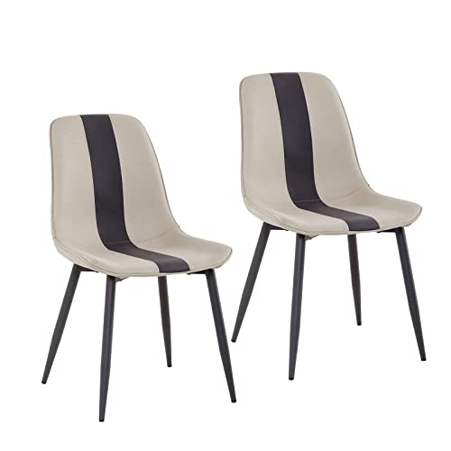 Mondeer Esszimmerstühle 2er Set, Küchenstuhl mit Metallbeinen Scandinavian Modernes Polsterstuhl für Esszimmer Wohnzimmer Empfangsraum Büro, B48 x H85 x T40 cm, Beige von Mondeer