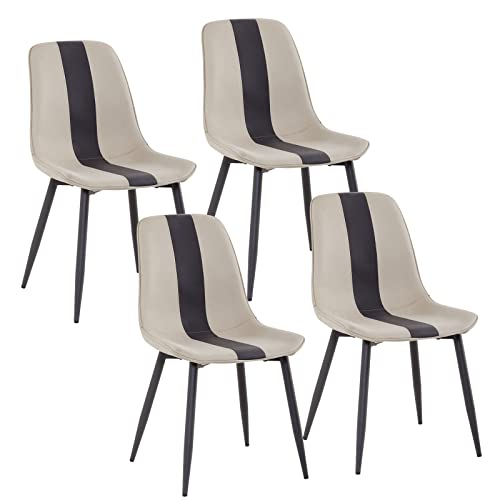 Mondeer Esszimmerstühle 4er Set, Küchenstuhl Polsterstuhl mit Metallbeinen Modernes Design, für Esszimmer Wohnzimmer Empfangsraum Büro, B48 x H85 x T40 cm, Beige von Mondeer