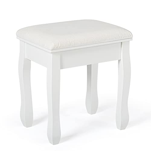 Mondeer Hocker Schminktisch, Schminkhocker, Sitzhocker Gepolstert, Rosenmuster Klavierhocker MDF Holz für Ankleidezimmer Schlafzimmer Eingang Flure, Weiß von Mondeer