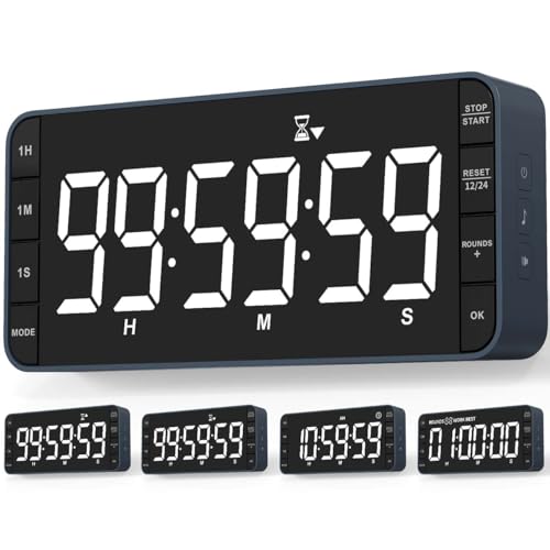 MeesMeek Küchen-Uhr-Timer: 99h 59min 59sec Countdown/Countup aufladbarer Digitalintervalltimer, 7,8'' großer LED-Bildschirm mit 3 Helligkeitsstufen, 5 Alarmen, 4 Lautstufen & magnetischer Aufnahme von MeesMeek