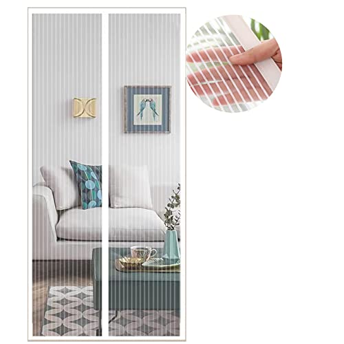 Fliegengitter Tür Magnet, Insektenschutz Balkontür 110x205 cm, Aktualisierte Version Weiß Magnetvorhang Insektenschutz Ohne Bohren,Fliegenvorhang für Schiebetür und Wohnzimmer von Meet Beauty