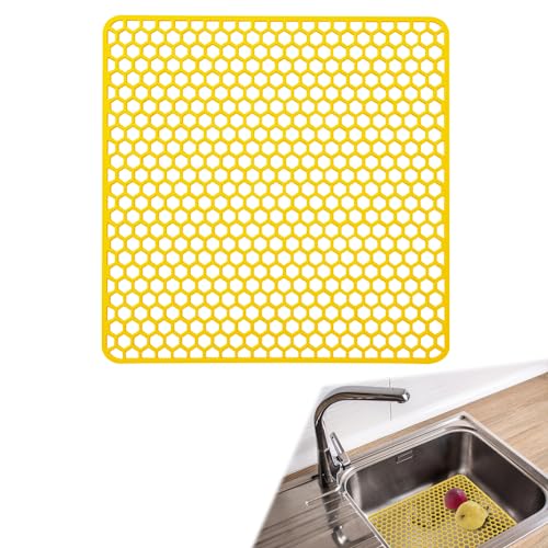 Silikon SpüLbeckeneinlage, Zusammenklappbar rutschfeste SpüLbeckenmatte Silikon 30.5x30.5 cm, Matte füR SpüLbecken, HitzebestäNdig KüChen-Abtropfuntersetzer Schutzeinlage, Sink Mat füR SpüLe von Meet You