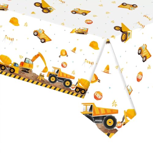 Baustelle Tischdecken,Bulldozer Party Tablecloth 137 * 274cm Cake Table Decoration Background Disposable Tablecloth für Junge Girls Birthday Party Decoration Accessories von Meet-shop
