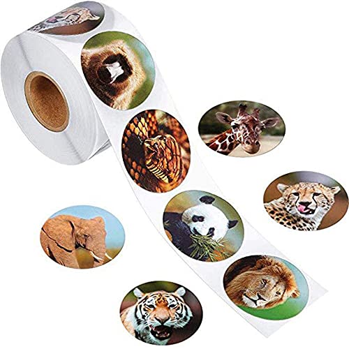 Meet-shop Tier Aufkleber, Animal Belohnungsaufkleber 500 Stücke Cartoon Zoo Rolle Handarbeit Selbstklebende Label Tierform Wandtattoos für Kinder Party Favors Geschenken von Meet-shop