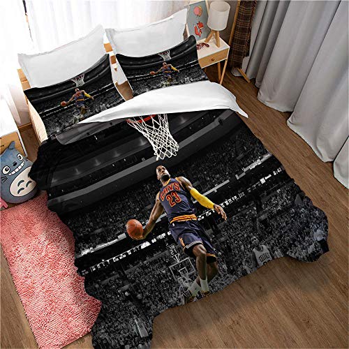 Meet Basketball Lebron James - Set Mit Bettbezug Und 2 Kissenbezügen, Baumwolle, Print (Stil 02,135x200cm+1/75x50cm 1.2M Bed) von Meet