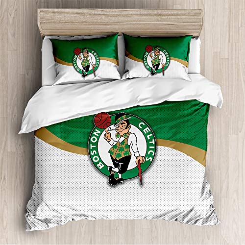 Meet Bettwäsche Mit Hochwertigem Bettbezug Aus Mikrofaser Und Zwei Kissenbezügen Basketball-Mannschaft (135x200cm+1/75x50cm 1.2M Bed,Boston Celtics) von Meet