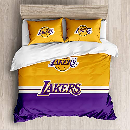 Meet Bettwäsche Mit Hochwertigem Bettbezug Aus Mikrofaser Und Zwei Kissenbezügen Basketball-Mannschaft (135x200cm+1/75x50cm 1.2M Bed,Lakers) von Meet