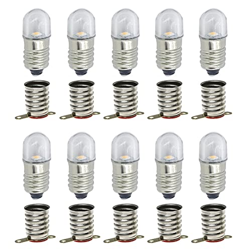 MeetUs 10 Sets AC E10 LED-Lampen Licht lampen SMD 0.5W 60LM + E10 Basis (Kaltes Weiß, 12V) von MeetUs