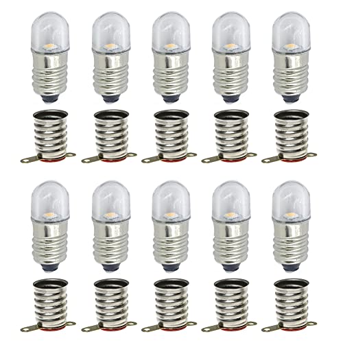 MeetUs 10 Sets AC E10 LED-Lampen Licht lampen SMD 0.5W 60LM + E10 Basis (Kaltes Weiß, 24V) von MeetUs