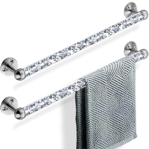 Meetart Handtuchstange aus zerkleinertem Diamantglas für Badezimmer, Set mit 2 Handtuchstangen zur Wandmontage, Handtuchhalter für Badetücher, Handtücher (39,4 cm) von Meetart