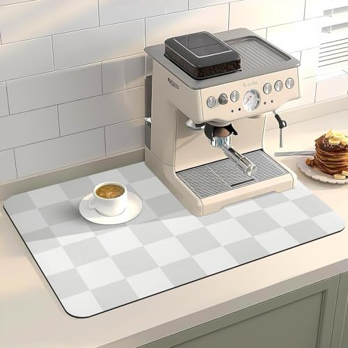 Meetcolor Abtropfmatte für Küchentheke, 40,6 x 61 cm, super saugfähig, für Küche, Kaffee-Bar-Matte mit Gummi-Rückseite, Kaffeebar-Zubehör für Arbeitsplatte, Geschirr, Utensilien, grau kariert Meetcolor Abtropfmatte für Küchentheke, 40,6 x 61 cm, super saugfähig, für Küche, Kaffee-Bar-Matte mit Gummi-Rückseite, Kaffeebar-Zubehör für Arbeitsplatte, Geschirr, Utensilien, grau kariert von Meetcolor