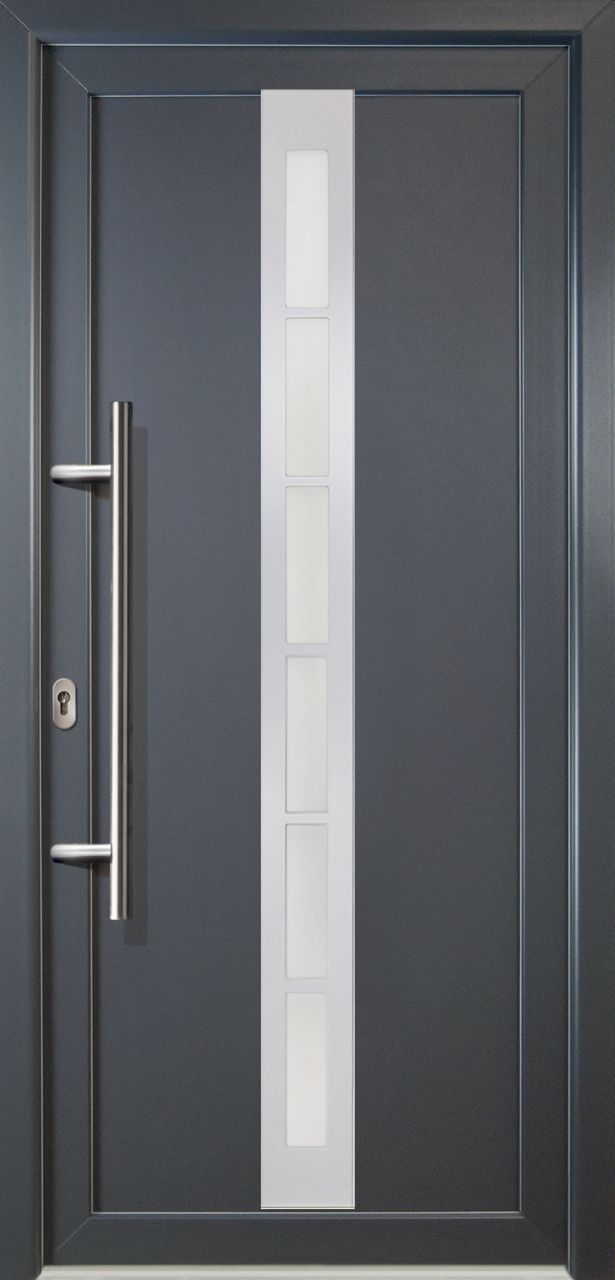 Meeth Haustür Signum PVC Exclusiv PVC Modell 38 98 x 200 cm, DIN links, weiß/titan von MEETH
