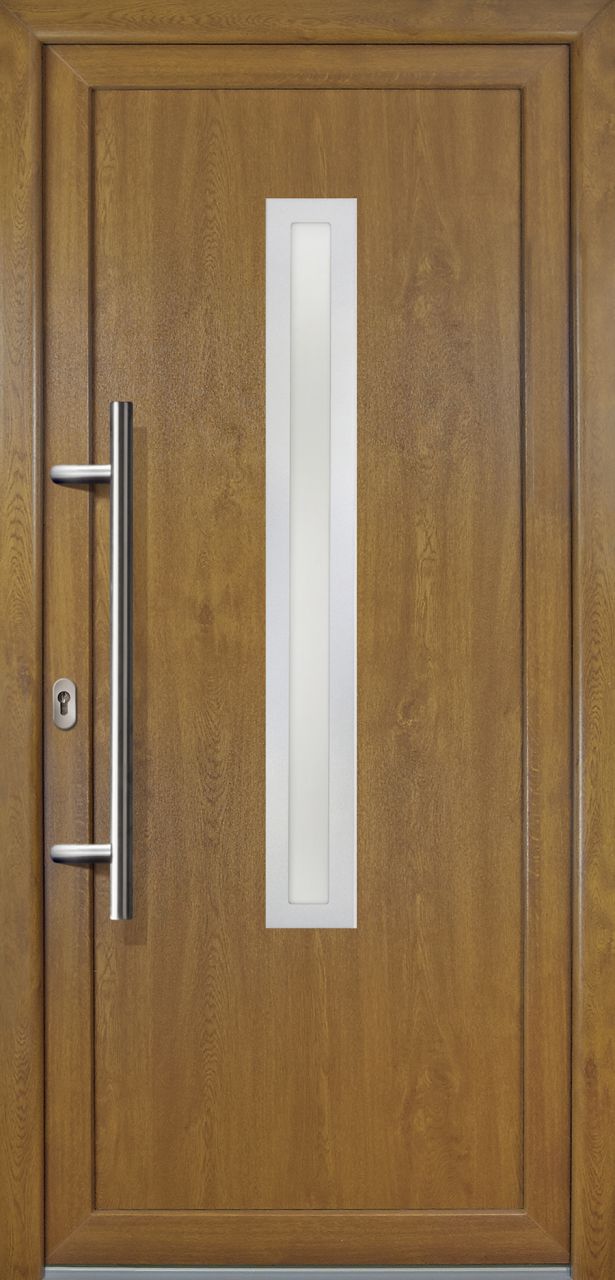 Meeth Haustür Signum PVC Exclusiv PVC Modell 70 98 x 208 cm, DIN links, weiß/golden Oak von MEETH